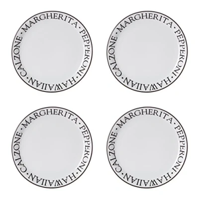 Afbeelding van Premier Housewares Noir Pizzaborden, Set van 4, Porselein, Wit, 23 x 2 cm