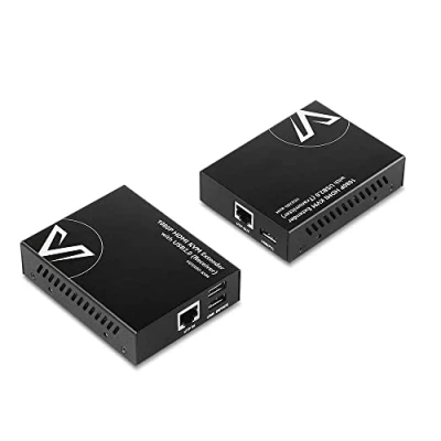 Afbeelding van AV Access HDMI USB KVM extender, 1080P@60Hz via Cat5e/6 tot 80m/260ft, 2 poorten USB2.0 voor computer, geen signaalverlies of latentie, plug &amp; play zonder stuurprogramma; met PoE en Adaptive EQ