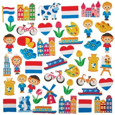 Afbeelding van Baker Ross FN009 Nederland Foam Stickers Pak van 150, Nederlandse voor Kinderen Knutselen en Kaarten