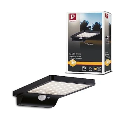 Afbeelding van Paulmann 95393 LED buitenlamp solar wandlamp buiten Solveig met bewegingsmelder IP44 vierkant incl. 1x4,8 watt zwart kunststof 3000 K