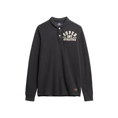 Afbeelding van Superdry Mannen Vintage Athletic Polo met Lange Mouwen Zwart Grootte: L