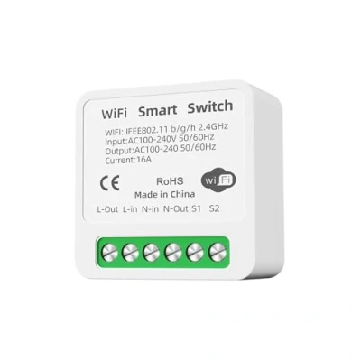 Afbeelding van GERUI Slimme lichtschakelaar, module, wifi, bluetooth schakelaar, afstandsbediening, mini doe het zelf, past achter wandschakelaar, compatibel met Alexa Echo, Google Home, Smart Life/Tuya