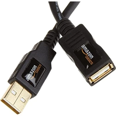 Afbeelding van Amazon Basics USB A 2.0 verlengkabel, geschikt voor printer, muis of toetsenbord, mannelijk naar vrouwelijk, overdrachtssnelheid 480 Mbps, 2 m, zwart