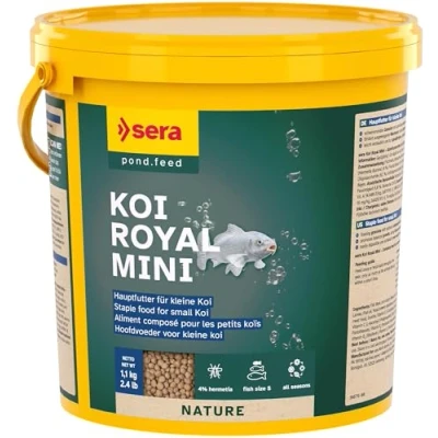 Afbeelding van sera koi Royal Nature Mini 3800 ml, hoofdvoer voor tot 12 cm, omega vetzuren en manan oligosacchariden, 4% insectenmeel van duurzame teelt, vormvast granulaat ontziet water in de vijver