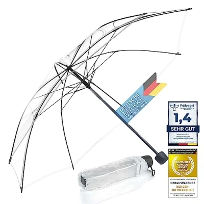 Afbeelding van GOODS+GADGETS Transparante paraplu, witte stokparaplu Ø 100 cm; Elegante paraplu in transparant De mode accentuering (1x zakparaplu)