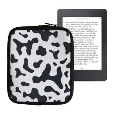 Afbeelding van kwmobile Universele Cover voor eReader Neopreen hoesje Koeien Patroon design zwart / wit