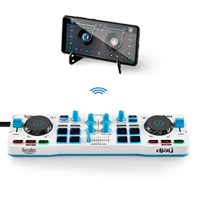 Afbeelding van Hercules DJControl Mix Blue Edition Bluetooth draadloze DJ controller voor smartphones Exclusief op Amazon