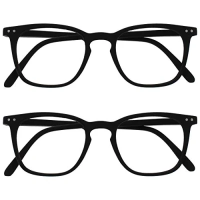 Afbeelding van Opulize Bex 2 Stuks Mannen Leesbril Groot Ontwerper Stijl Mat Zwart RR64 1 +3,00