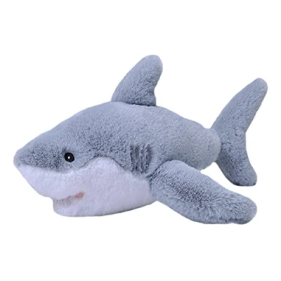 Afbeelding van Pluche knuffel dieren Eco kins witte haai van 30 cm. Wildlife speelgoed knuffelbeesten Cadeau voor kind/jongens/meisjes