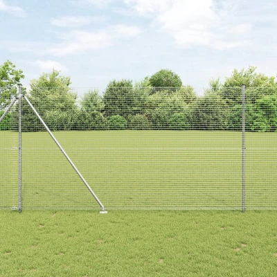 Afbeelding van vidaXL Gelaste Draadhek met 13 Spijkerposts 1,5x25 m Verzinkt Staal