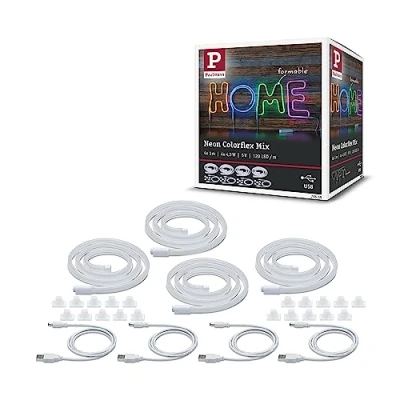 Afbeelding van Paulmann 70558 LED strip Neon Colorflex incl. 4x4,5 watt lichtband blauw, groen, oranje, roze makkelijk te buigen kunststof