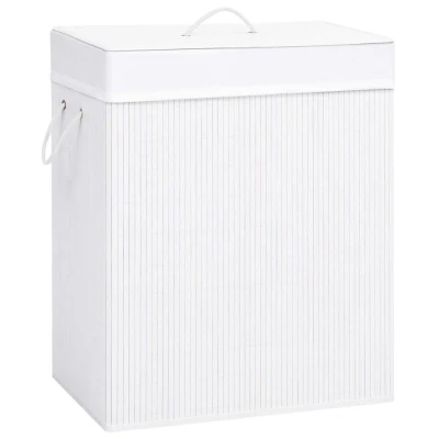 Afbeelding van vidaXL Wasmand met 2 vakken 100 L bamboe wit