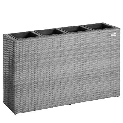 Afbeelding van Polyrattan Bloembak 4 delig Grijs 95 x 27 60 cm