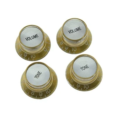 Afbeelding van kaish 4 x Gitaar Reflector Knoppen Goud W/Zilver Gap Top Hat voor Epiphone Les Paul SG