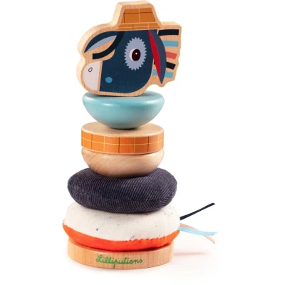 Afbeelding van Lilliputiens Houten en stoffen stapelpiramide Ignace