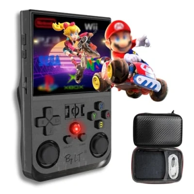 Afbeelding van By L.T GameBox Draagbare gameconsole + 18.000 games, display met hoge resolutie Full HD, 128 GB uitbreidbaar geheugen, Linux 2.0 licentie, wifi, multiplayer 4 achtertriggers R1/L1 R2/L2, Jack