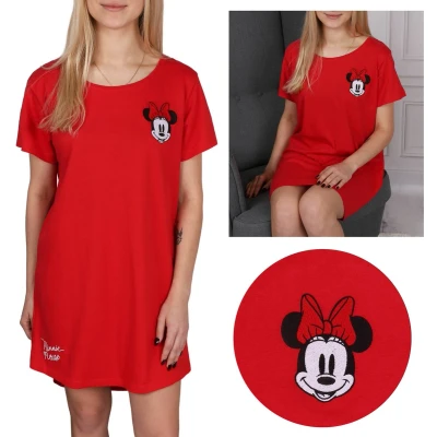 Afbeelding van DISNEY Minnie Mouse KATOENEN nachthemd met korte mouwen, 100% KATOEN, geborduurde applicatie