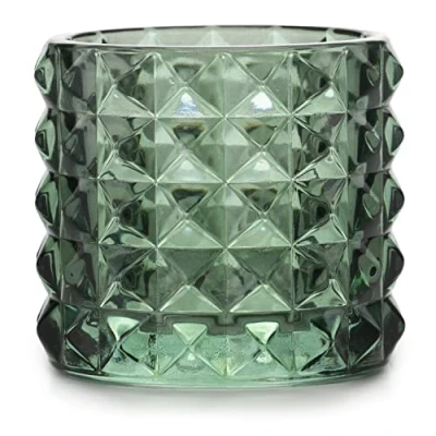 Afbeelding van Theelichthouder van glas AmeliaHome kandelaar theelichtglas 7x6,5 cm Malaga flessengroen