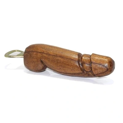 Afbeelding van Handgemaakte flesopener, grappige feestflesopener, cadeau houten flesopener (bruin, 6 inch)