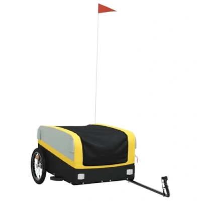 Afbeelding van vidaXL Fietstrailer 45 kg ijzer zwart en geel