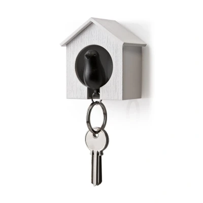 Afbeelding van Sparrow Keyring Wit Huisje En Zwarte Vogel van Qualy