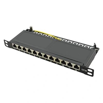 Afbeelding van CAT6a patch panel 12 poorts STP 0.5U zwart Netwerkkabel Computerkabel Kabel