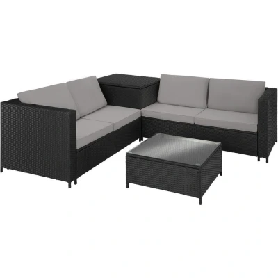 Afbeelding van tectake Loungeset Siena wicker zwart