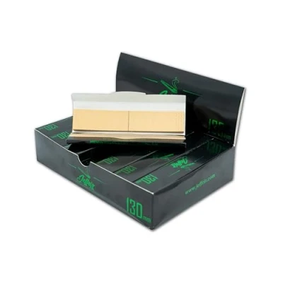 Afbeelding van Vloei XL 130mm met Tips Lange King Size Slim Ongebleekt Rolling Papers Jeffriz Vloeipapier en Tip Set Kartonnetjes Filter 28 Boekjes 32 Vloeitjes + Filtertips Natuurlijk Papier