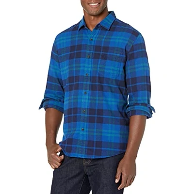 Afbeelding van Amazon Essentials Men&#039;s Flanellen overhemd met lange mouwen (verkrijgbaar in grote en maten), Zwart Blauw Plaid, M