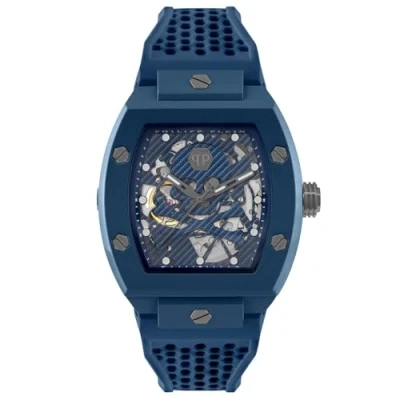 Afbeelding van Philipp Plein The Skeleton Ecoceramic PWVBA0323 Horloge Siliconen Blauw Ø 44 mm