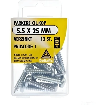 Afbeelding van Deltafix Parkers Cilinderkop Verzinkt 5.5 x 25mm 12 Stuks
