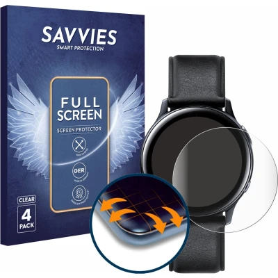 Afbeelding van Savvies (4 Stuks) Full Screen Scherm Beschermfolie voor Samsung Galaxy Watch Active 2 (40mm) Cover Protector 3D Curved [Edge to Edge]