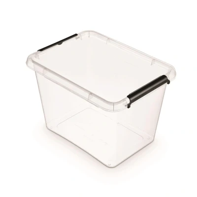 Afbeelding van ORPLAST SimpleStore Box met clips 19 Liter 39 x 29 26 cm transparant