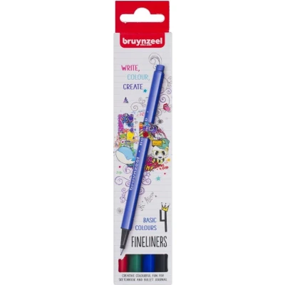 Afbeelding van Fineliner set 4 basis kleuren Bruynzeel
