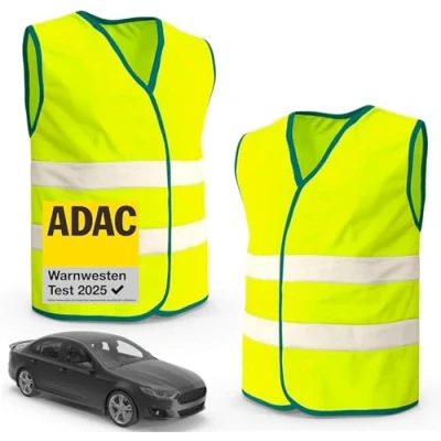 Afbeelding van 2X hoge zichtbaarheid vesten auto geel ISO20471 veiligheid vest pechvest 2024 &amp; 2025 neon reflecterende auto, vrachtwagen accessoires