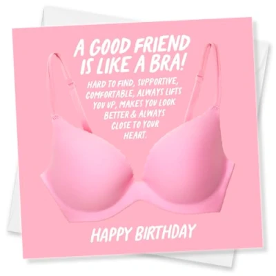 Afbeelding van Punkcards Vriend Verjaardagskaart Vrouw &#039;A Good Friend Is Like A Bra&#039; Beste Speciale
