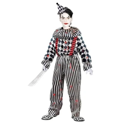 Afbeelding van Widmann Monster &amp; Griezel Kostuum Op Zoek Naar Bloed Enge Clown Kind Zwart / Wit Maat 164 Halloween Verkleedkleding