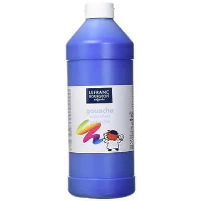 Afbeelding van Lefranc &amp; Bourgeois 188519 Value Kinder Gouachefarbe, auf Wasserbasis, leuchtende Farben, deckend, gebrauchsfertig, abwasschbar Dosieröffnung, 1 Liter Flasche, dunkelblau 8,3 x 23,8 cm