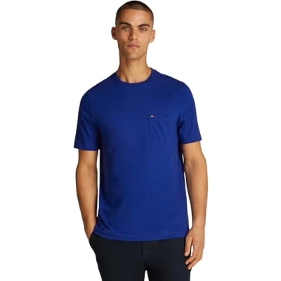 Afbeelding van Tommy Hilfiger Essential Solid Pocket TEE Tshirt basic, Heren, Maat: 3XL, Wedge blue