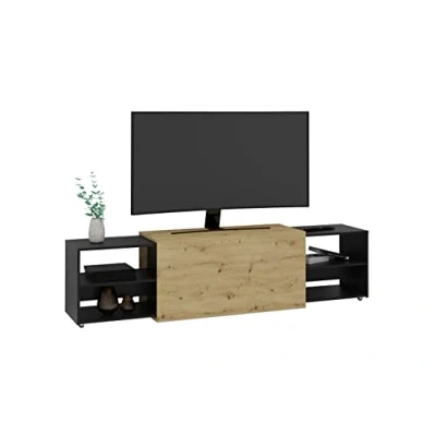 Afbeelding van TV meubel 194,5x39,9x49,2 cm artisan eiken en zwart