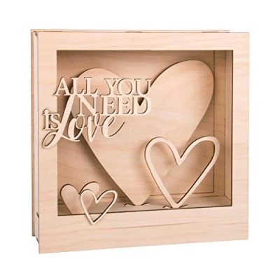 Afbeelding van Rayher &quot;All you need ist love&quot; Holzbaus. 3D motiefframe, FSC Mix Credit, natuur, 24x24x6,3cm, 16 delig, Box 1Set, 62887505