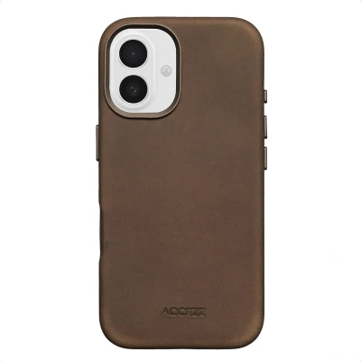 Afbeelding van Apple iPhone 16 MagSafe Hoesje Echt leder Accezz Backcover Bruin Telefoonhoesje