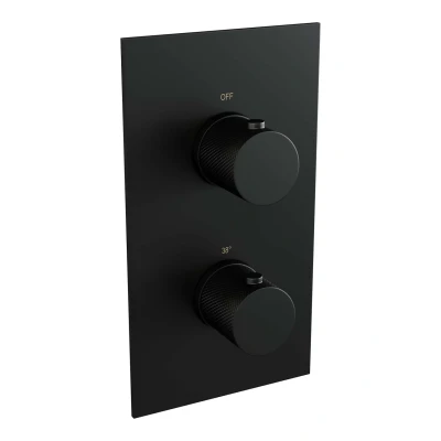 Afbeelding van Brauer Black carving douchethermostaat inbouw inbouwdeel 2 knoppen mat zwart