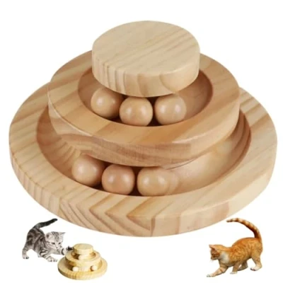 Afbeelding van TSKDKIT kat speelgoed roller sporter leuke indoor huisdier interactief bamboe bal met dubbellaags spoor, teaser voor kitten puppy etc