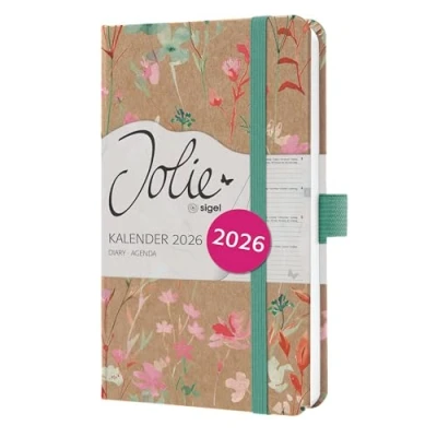 Afbeelding van SIGEL J6806 Wochenkalender Jolie 2026, ca. A6, , braun, grün, rosa, rot: Agenda Jolie, Pure, Green Floral Serenity, Hardcover