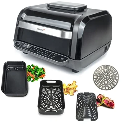 Afbeelding van Korona 46160 Grill en heteluchtfriteuse 6 liter 8 functies heteluchtfriteuse, oven, pizzaoven, droogautomaat, braadfunctie, grill, BBQ 4 gaarstanden incl. grillrooster, gaarmand kookpan