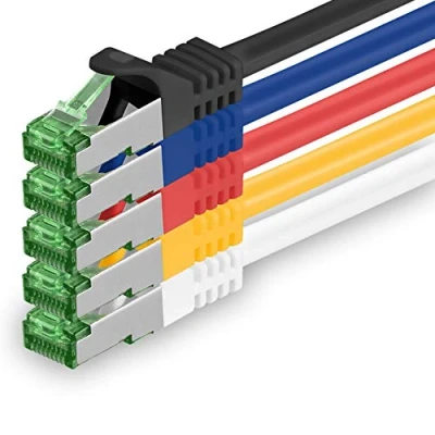 Afbeelding van 1aTTack.de Cat.7 netwerkkabel 2 m 5 kleuren 03 stuks Cat7 Ethernet kabel netwerk Lan ruwe 10 Gb S FTP PIMF set patchkabel met Rj 45 connector Cat.6a