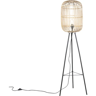 Afbeelding van QAZQA Landelijke vloerlamp rotan Manila
