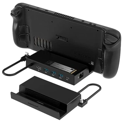 Afbeelding van SABRENT Docking station compatibel met Steam Deck, 7 in 1 Deck Dock M.2 SSD sleuf, HDMI 2.0 4K @60Hz, Gigabit Ethernet, Dual USB A 3.2 en enkele poorten 90W C oplaadpoort