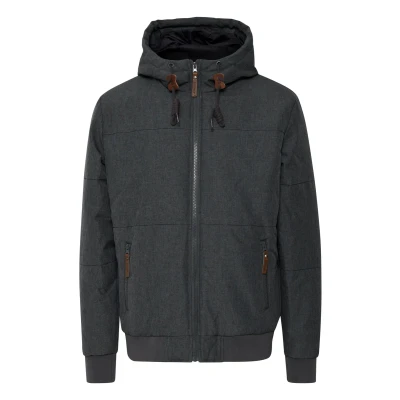Afbeelding van Indicode Hannibal Overgangsjas voor heren, jas met capuchon, grijs (charcoal mix 915), 3XL